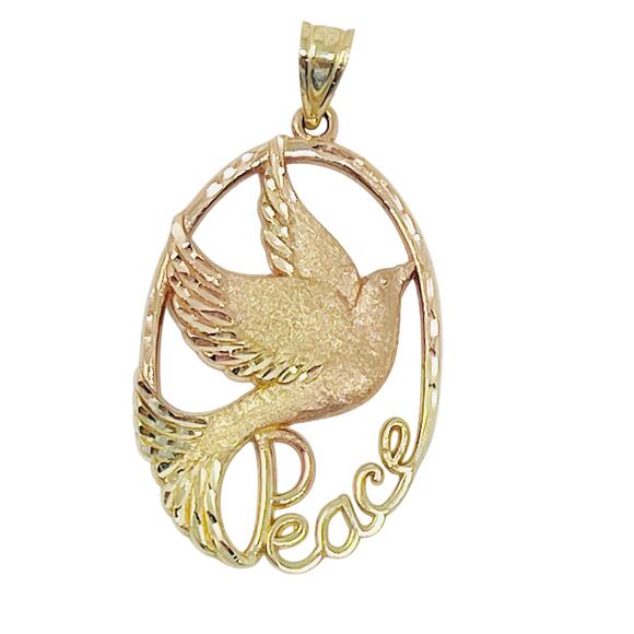MA 14K Yellow & Rose Two Tone Gold Pendant Peace Dove - Picture 4 of 6